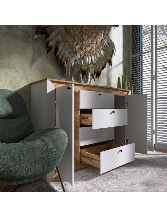 Комод в спальню Еверест Нордік-1400 140х38х95 см Білий + Дуб крафт золотий (DTM-5531)