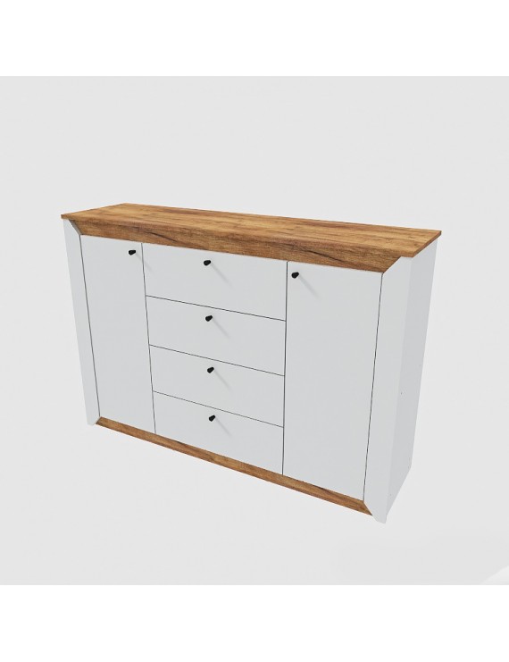 Комод в спальню Еверест Нордік-1400 140х38х95 см Білий + Дуб крафт золотий (DTM-5531)