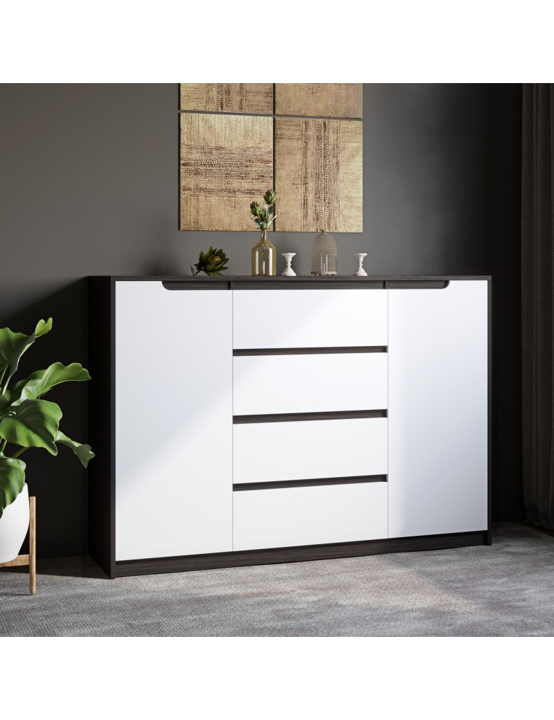 Великий комод для дому Еверест Мікс-3 (телескопи) 140х38х97 венге + білий (DTM-2006)