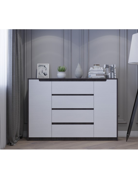 Великий комод для дому Еверест Мікс-3 (телескопи) 140х38х97 венге + білий (DTM-2006)