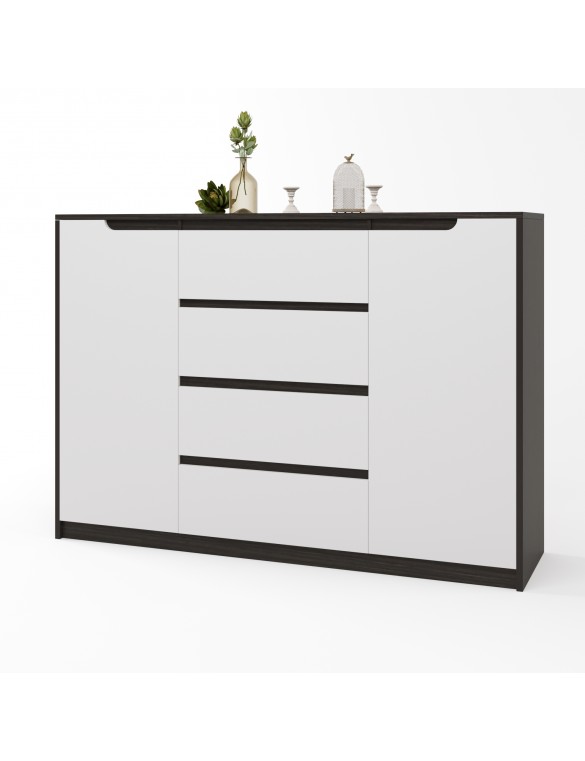 Великий комод для дому Еверест Мікс-3 (телескопи) 140х38х97 венге + білий (DTM-2006)