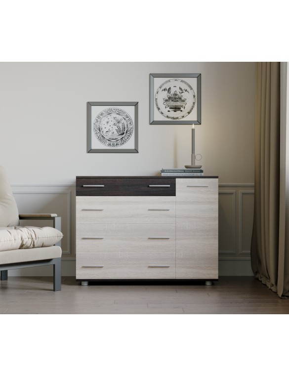 Комод для спальні Еверест з 4-ма ящиками К-3 (телескопи) 100х38х73 венге темний + дуб молочний (DTM-2492)