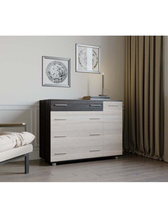 Комод для спальні Еверест з 4-ма ящиками К-3 (телескопи) 100х38х73 венге темний + дуб молочний (DTM-2492)