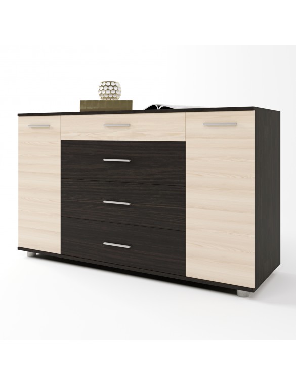 Комод для вітальні Еверест Бриз К-6 130х38х72.5 венге + дуб молочний (телескопи) (DTM-2476)