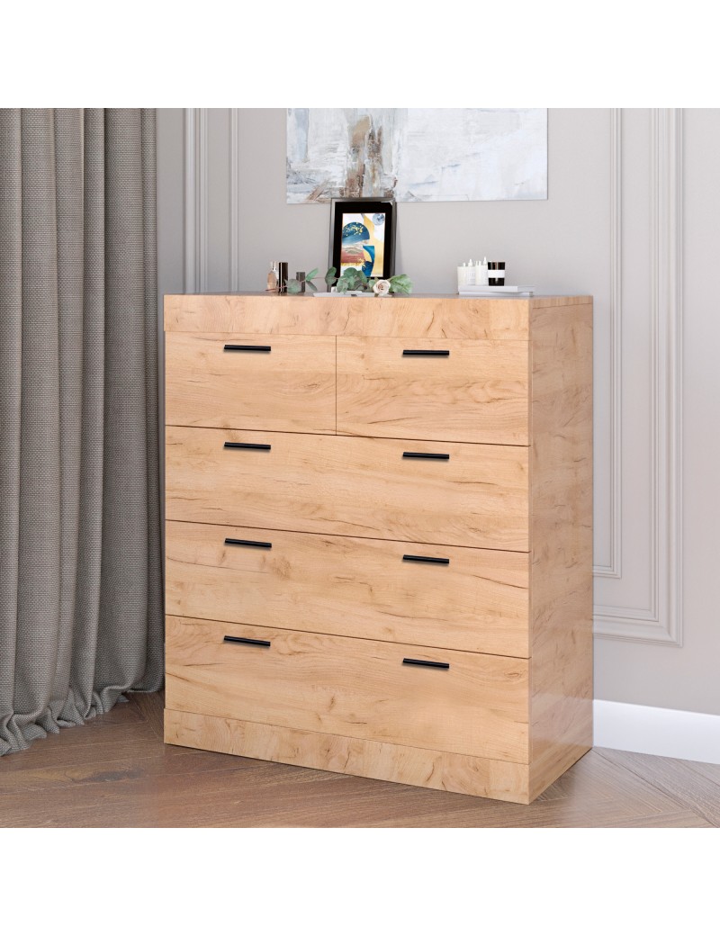 Комод для речей Еверест на 5 ящиків Соната-3 80х38х94 дуб крафт золотий (DTM-2698)