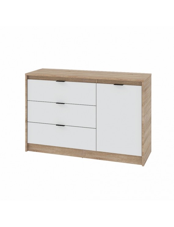 Комод із дверима та 3-ма шухлядами Еверест Сіті-1150 115,2х38х74,6 Дуб сонома/Білий (DTM-071100)
