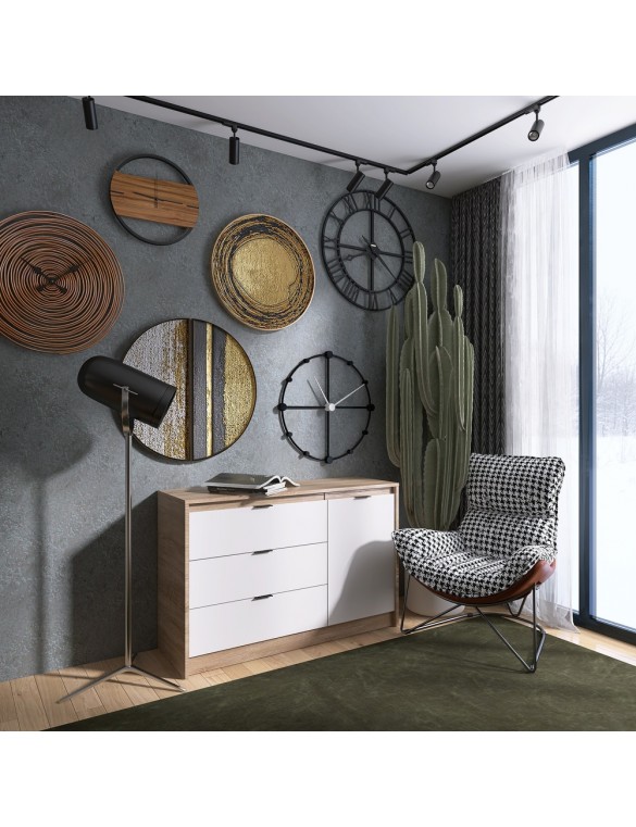 Комод із дверима та 3-ма шухлядами Еверест Сіті-1150 115,2х38х74,6 Дуб сонома/Білий (DTM-071100)