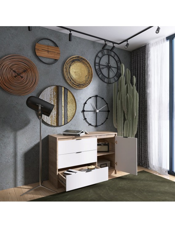 Комод із дверима та 3-ма шухлядами Еверест Сіті-1150 115,2х38х74,6 Дуб сонома/Білий (DTM-071100)