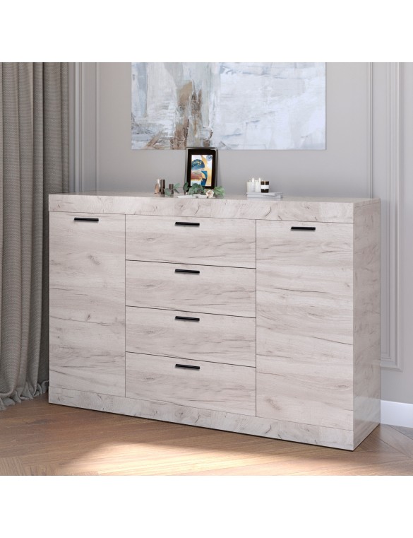 Великий комод Еверест на 4 ящика Соната-8 140х38х94 дуб крафт білий (DTM-2707)