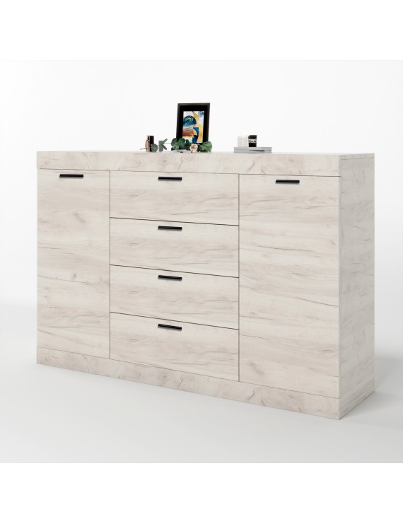 Великий комод Еверест на 4 ящика Соната-8 140х38х94 дуб крафт білий (DTM-2707)