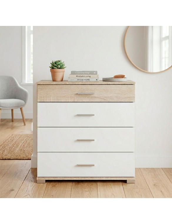 Комод Еверест на 4 ящики Бриз К-5 (телескопи) 70х38х72.5 Дуб сонома/Білий (DTM-073859)