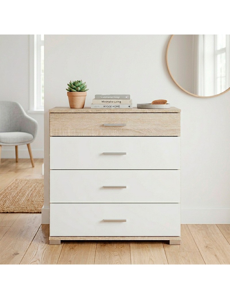 Комод Еверест на 4 ящики Бриз К-5 (телескопи) 70х38х72.5 Дуб сонома/Білий (DTM-073859)