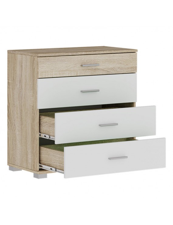 Комод Еверест на 4 ящики Бриз К-5 (телескопи) 70х38х72.5 Дуб сонома/Білий (DTM-073859)