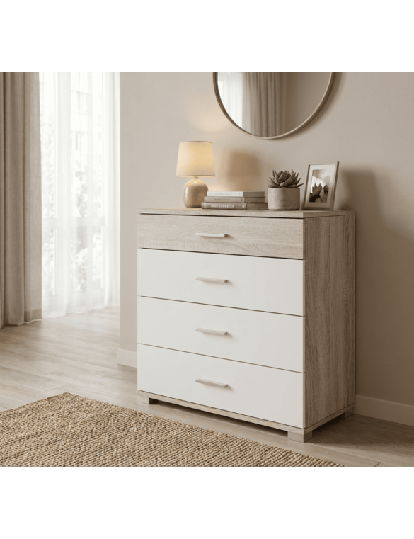 Комод Еверест на 4 ящики Бриз К-5 (телескопи) 70х38х72.5 Дуб сонома/Білий (DTM-073859)