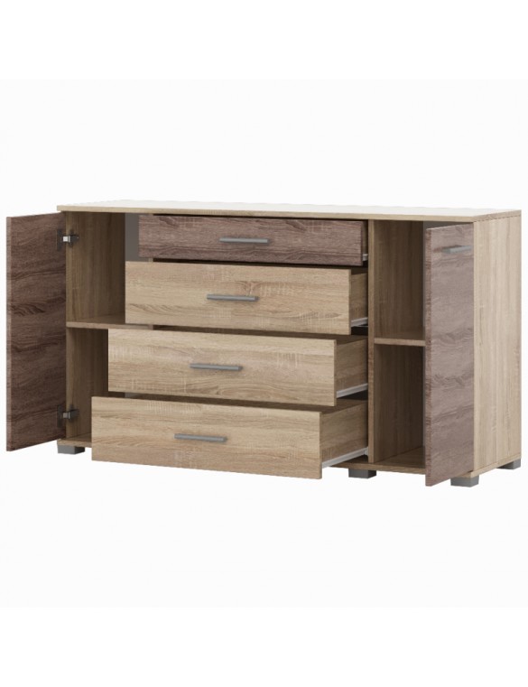 Комод для вітальні Еверест Бриз К-6 130х38х72.5 сонома + трюфель (телескопи) (DTM-2477)