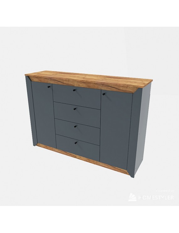 Комод в спальню Еверест Нордік-1400 140х38х95 см Графіт + Дуб крафт золотий (DTM-5532)