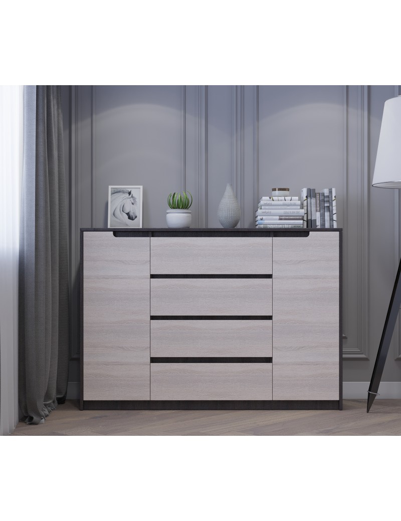 Великий комод для дому Еверест Мікс-3 (телескопи) 140х38х97 венге + дуб молочний (DTM-2007)