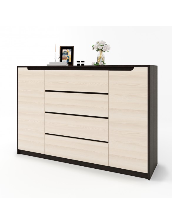 Великий комод для дому Еверест Мікс-3 (телескопи) 140х38х97 венге + дуб молочний (DTM-2007)