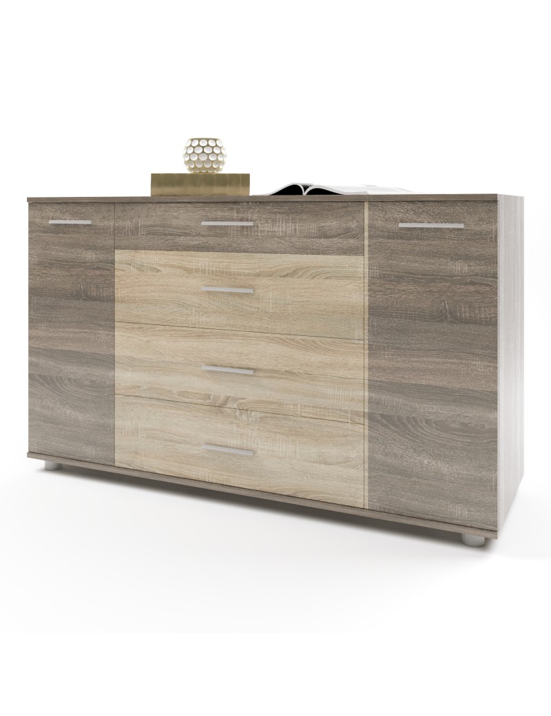 Комод для вітальні Еверест Бриз К-6 130х38х72.5 сонома + трюфель (телескопи) (DTM-2477)