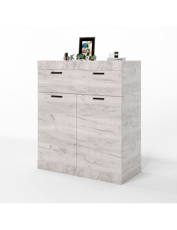 Комод з дверцятами та ящиком Еверест Соната-4 80х38х94 дуб крафт білий (DTM-2699)