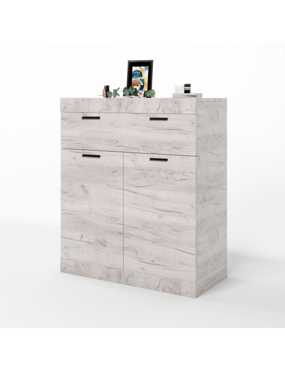 Комод з дверцятами та ящиком Еверест Соната-4 80х38х94 дуб крафт білий (DTM-2699)