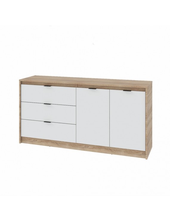 Великий комод із дверима та 3-ма шухлядами Еверест Сіті-1500 150,2х38х74,6 Дуб сонома/Білий (DTM-071102)
