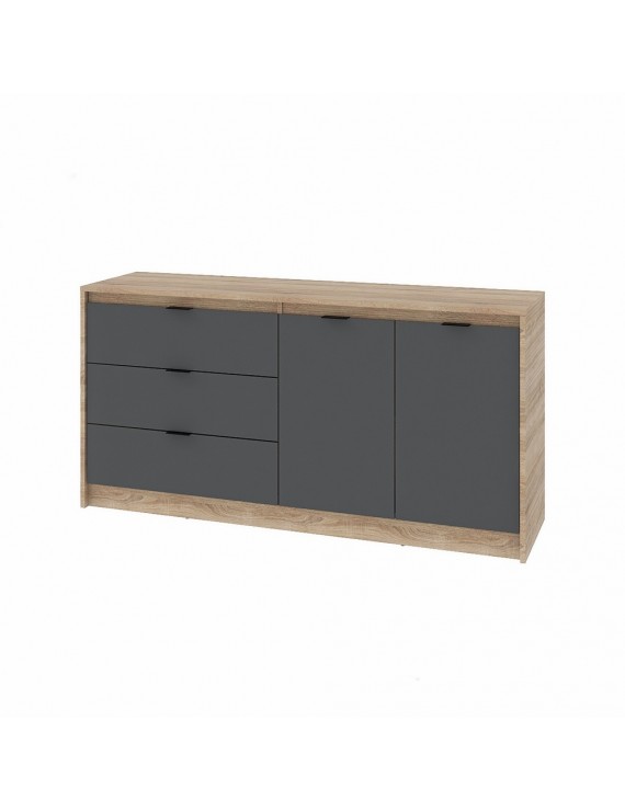 Великий комод із дверима та 3-ма шухлядами Еверест Сіті-1500 150,2х38х74,6 Дуб сонома/Графіт (DTM-071101)