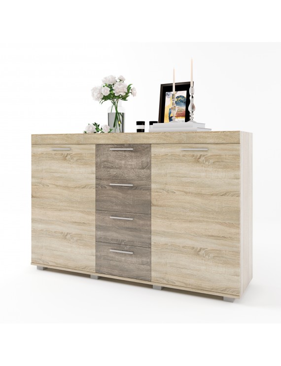 Великий комод Еверест К-7 Британія 140х38х92 сонома + трюфель (роликові) (DTM-2009)