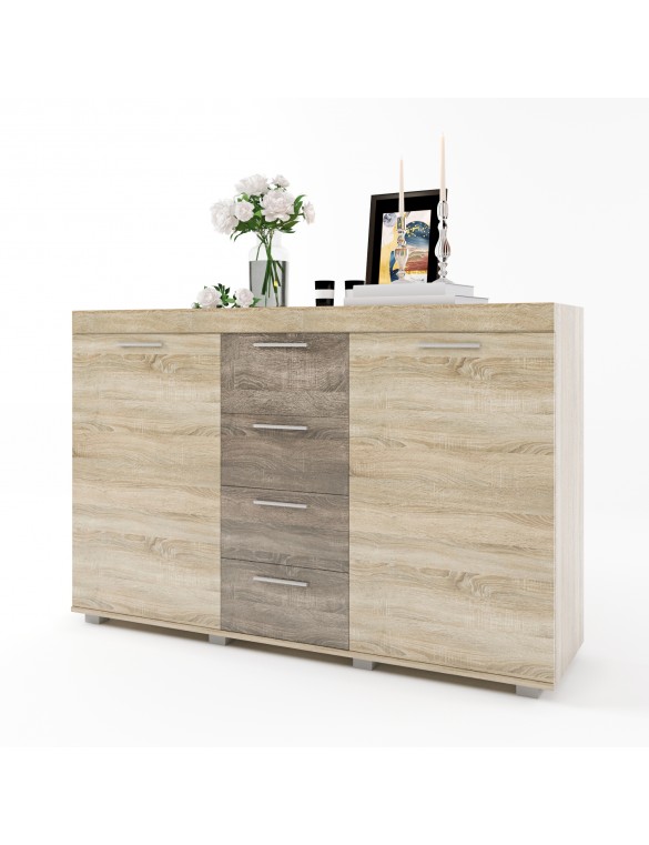 Великий комод Еверест К-7 Британія 140х38х92 сонома + трюфель (роликові) (DTM-2009)