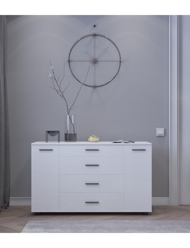 Комод для вітальні Еверест Бриз К-6 130х38х72.5 німфея альба (телескопи) (DTM-2478)