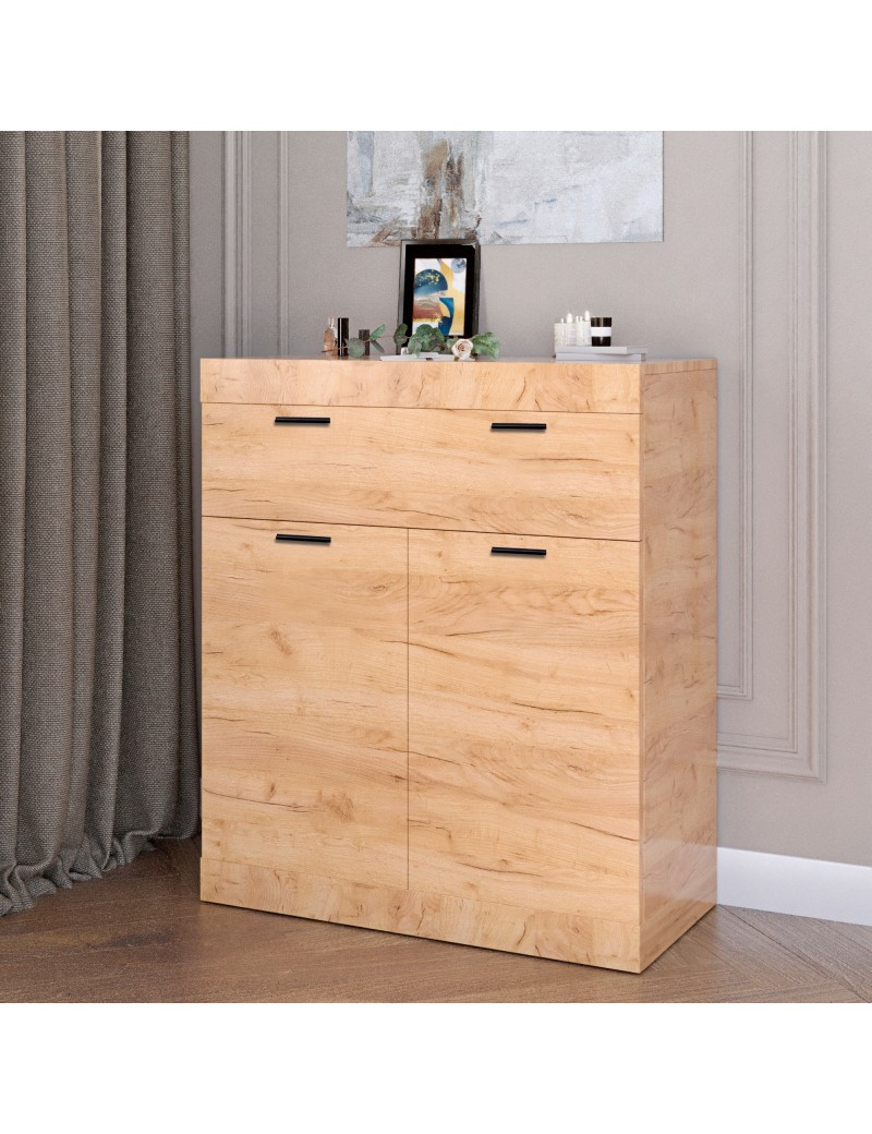 Комод з дверцятами та ящиком Еверест Соната-4 80х38х94 дуб крафт золотий (DTM-2700)