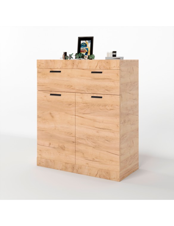 Комод з дверцятами та ящиком Еверест Соната-4 80х38х94 дуб крафт золотий (DTM-2700)