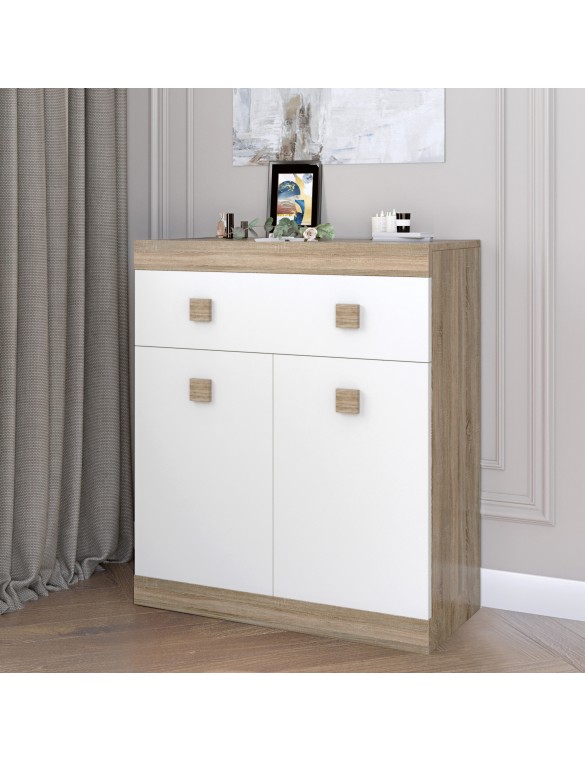 Комод з дверима та ящиком Еверест Соната-4 80х38х94 дуб сонома + білий (DTM-2065)
