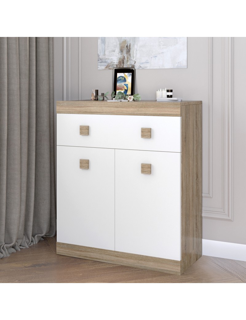 Комод з дверима та ящиком Еверест Соната-4 80х38х94 дуб сонома + білий (DTM-2065)