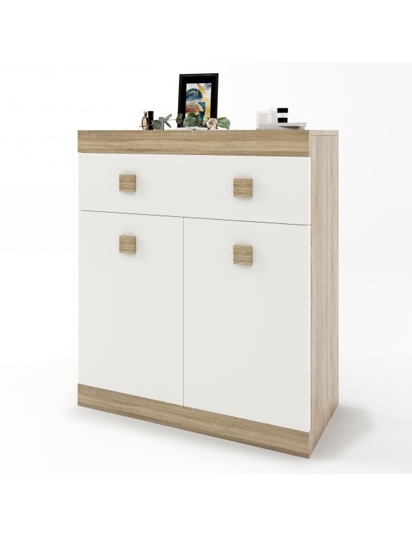 Комод з дверима та ящиком Еверест Соната-4 80х38х94 дуб сонома + білий (DTM-2065)