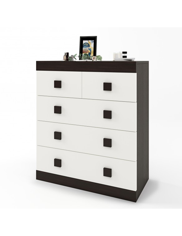 Комод для речей Еверест на 5 ящиків Соната-3 80х38х94 венге + білий (DTM-2603)