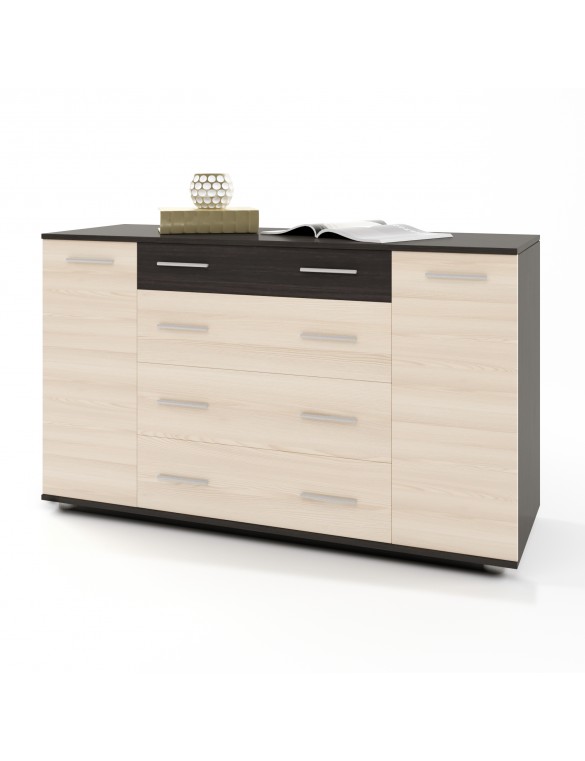 Комод для речей К-4 Еверест 130х38х73 венге темний+дуб молочний Телескопічні (кулькові) (DTM-2028)