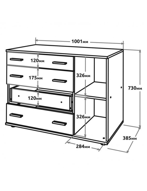 Комод для спальні Еверест з 4-ма ящиками К-3 (телескопи) 100х38х73 Дуб сонома/Білий (DTM-073851)