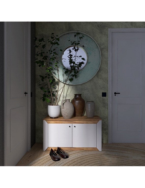 Тумба 2-х дверна закрита Еверест Нордік-980 98х38х53 см Білий + Дуб крафт золотий (DTM-5525)