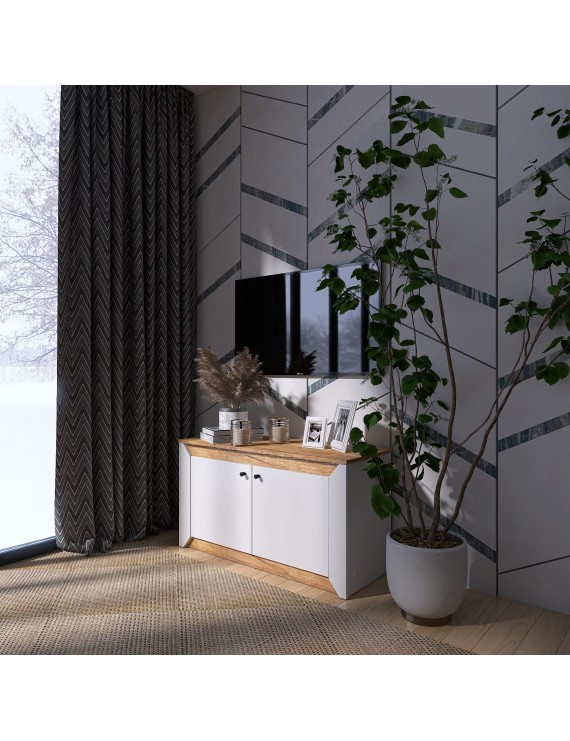 Тумба 2-х дверна закрита Еверест Нордік-980 98х38х53 см Білий + Дуб крафт золотий (DTM-5525)