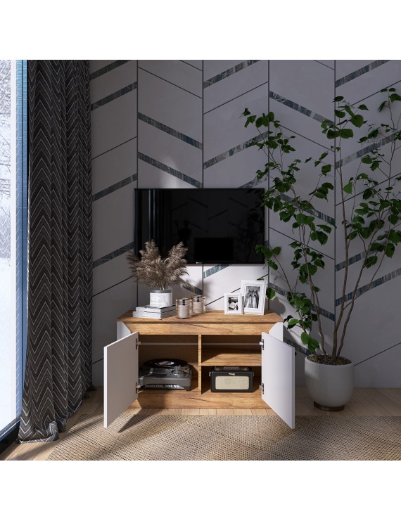 Тумба 2-х дверна закрита Еверест Нордік-980 98х38х53 см Білий + Дуб крафт золотий (DTM-5525)