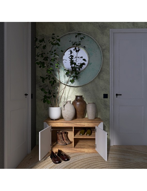 Тумба 2-х дверна закрита Еверест Нордік-980 98х38х53 см Білий + Дуб крафт золотий (DTM-5525)