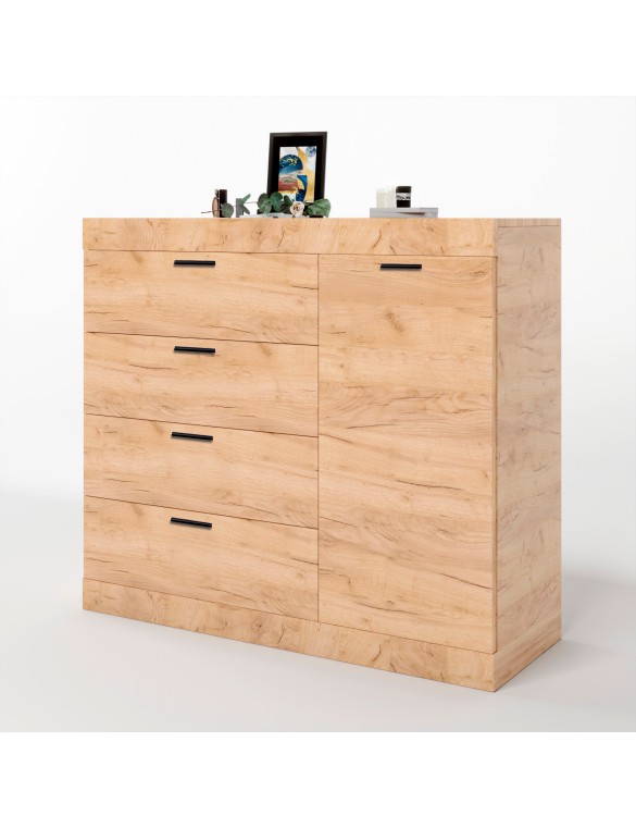 Комод с дверцятами і 4-ма ящиками Еверест Соната-5 105х38х94 дуб крафт золотий (DTM-2702)