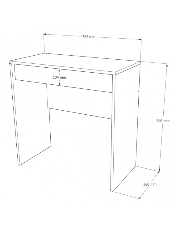 Стіл письмовий Міні з висувною шухлядою Еверест Сіті-750 75,2х38х74,6 см Дуб сонома/Білий (DTM-071106)