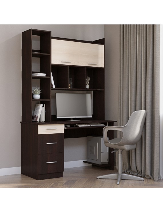 Комп'ютерний стіл з полицями Еверест Школяр-6 венге + дуб молочний (DTM-2149)