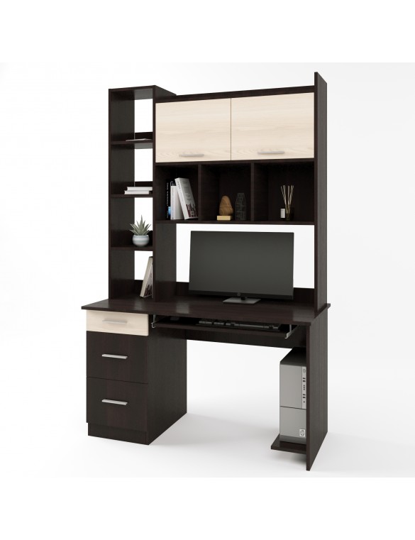 Комп'ютерний стіл з полицями Еверест Школяр-6 венге + дуб молочний (DTM-2149)