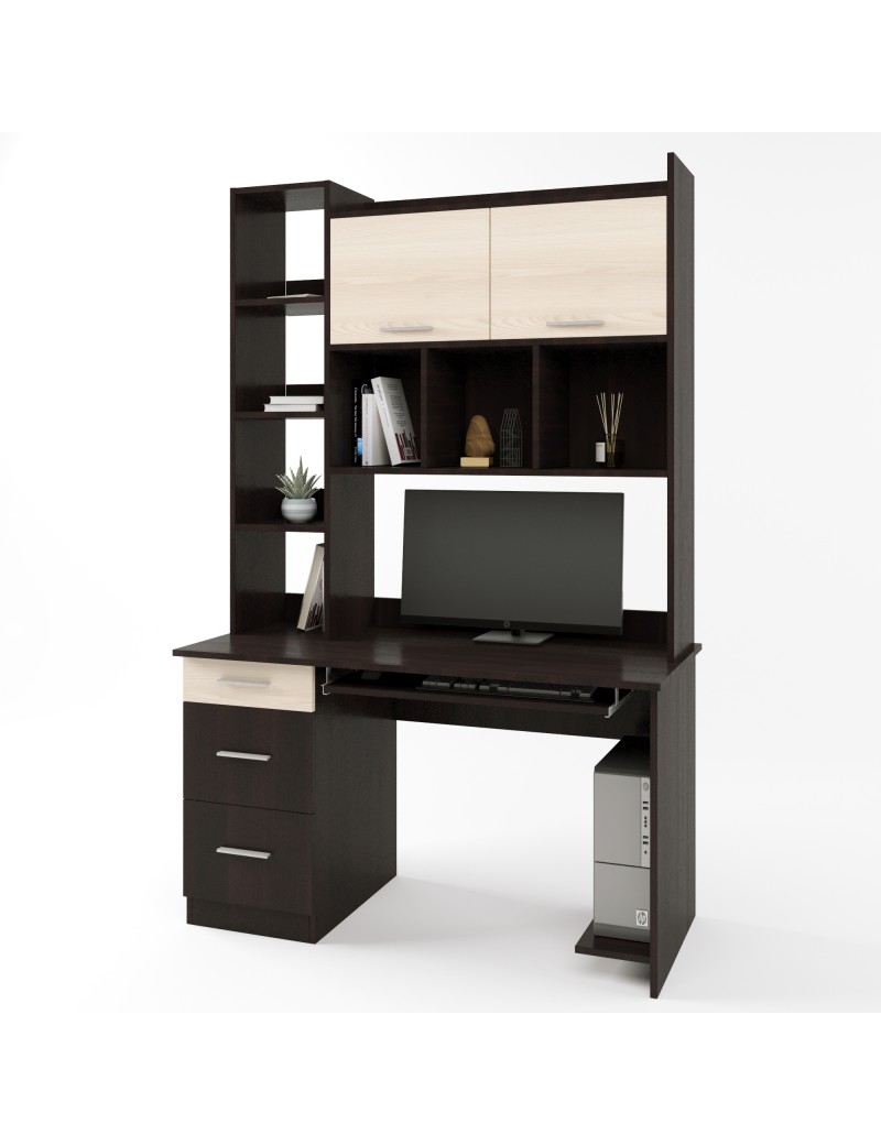 Комп'ютерний стіл з полицями Еверест Школяр-6 венге + дуб молочний (DTM-2149)