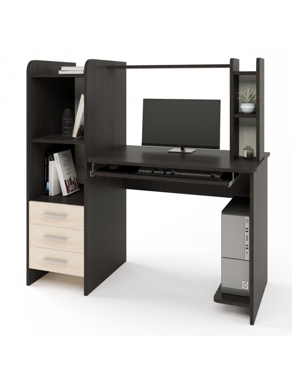 Стіл комп'ютерний з надставкою Еверест Ліра венге + дуб молочний (DTM-2171)