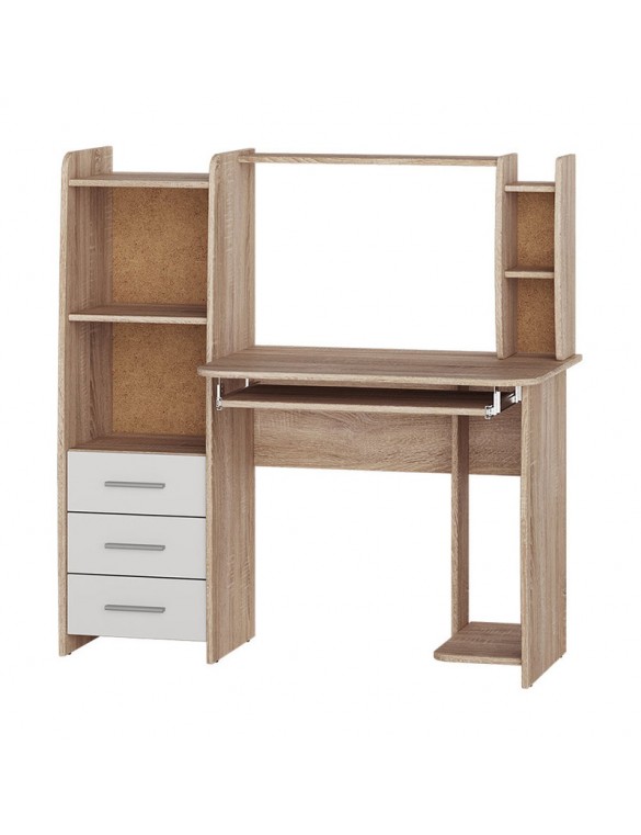 Стіл комп'ютерний з надставкою Еверест Ліра Дуб сонома/Білий (DTM-073858)