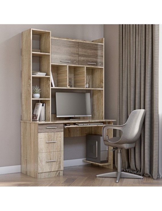 Комп'ютерний стіл з полицями Еверест Школяр-6 сонома + трюфель (DTM-2150)